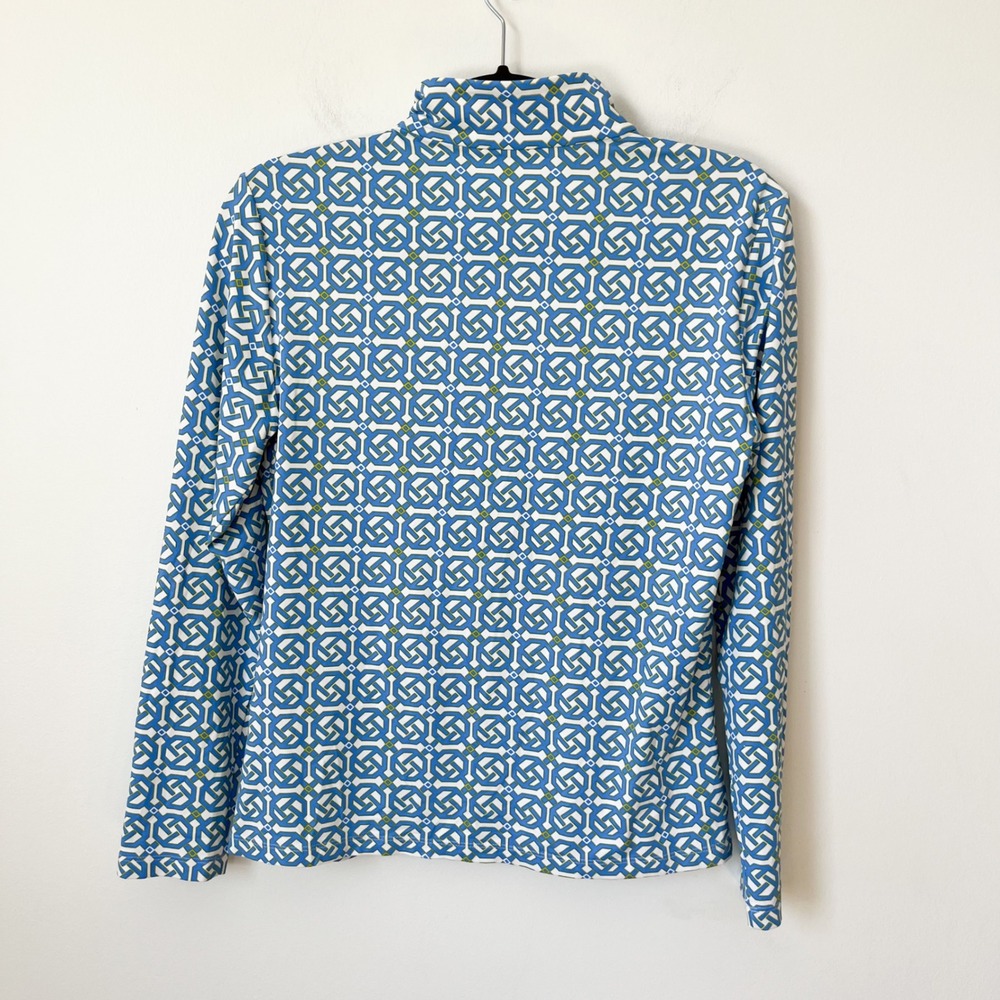 J.McLaughlin Catalina Cloth 1/4 Zip Pullover Geometric Print Large Blue Yellow - Picture 5 of 10